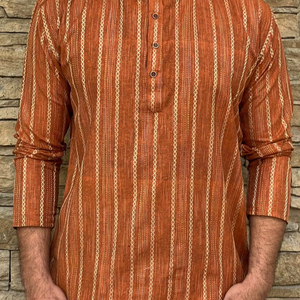 Full Sleeves <b>Short</b> Length <b>Kurta</b> <b>for</b> <b>Men</b> Online Collection - Product Image 1
