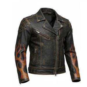 Chaqueta de Cuero Vintage Original Personalizada para Hombre, Chaqueta de Motociclista de Cuero Vacuno Auténtico, Logotipo Personalizado, Fabricante OEM - Product Image 6