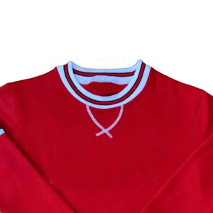 เสื้อสเวตเชิ้ตคอกลมสีแดงสำหรับผู้ชาย ทรงปกติ ผ้าถักเนื้อฝ้าย สีพื้น สไตล์ลำลอง สำหรับฤดูใบไม้ร่วง แขนยาว มีกระเป๋า - Product Image 3