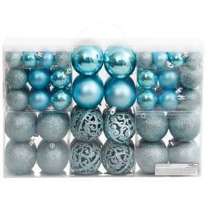 Juego de 100 Adornos Navideños de Poliestireno Turquesa, Paquete Variado para Decoración de Árboles y Esferas - Product Image 3
