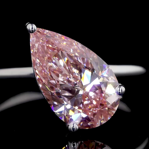 แหวนเพชรทรงลูกแพร์สีชมพูแฟนซี เพชรเลี้ยงในห้องปฏิบัติการ ทอง 14K 18K - Product Image 3