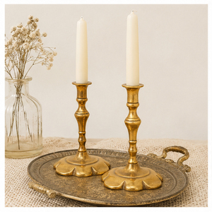 Vintage Handcrafted <b>Brass</b> Flower Candle <b>Holder</b> Elegant Petal Design Antique Gold Finish Metal <b>Candlestick</b> For Luxury Home Decor - Product Image 4