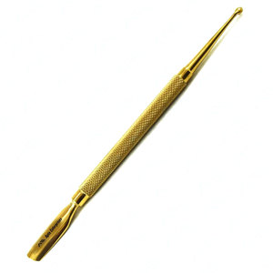 Kit d'outils de manucure professionnel en acier inoxydable doré et argenté avec repousse-cuticules et dissolvant de vernis à ongles double-embout - Product Image 1
