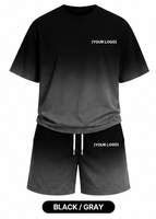 Conjunto de Camiseta y Pantalones Cortos para Hombre con Logotipo Personalizado, Degradado, 100% Poliéster, Sublimado, Estilo Deportivo Informal de Verano, 2 Piezas