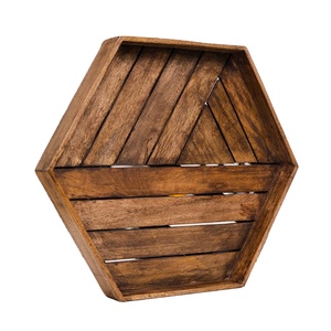 Bandeja de madera rústica decorativa geométrica hexagonal de alta calidad, bandeja de servicio de diseño Vintage, platos de centro de mesa para bebidas - Product Image 1