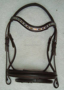 Juego de cabestros y bridas para caballos con logotipo personalizado, carreras de entrenamiento occidental de cuero de primera calidad con hebilla para productos de equitación - Product Image 2