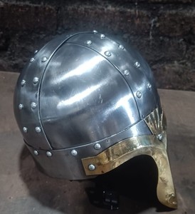 Casco Vikingo Medieval Spangenhelm de Acero Plateado, Armadura de Caballero Normando, Protector Nasal de Latón, para Cosplay, Moda, Fiestas de Cumpleaños - Product Image 3