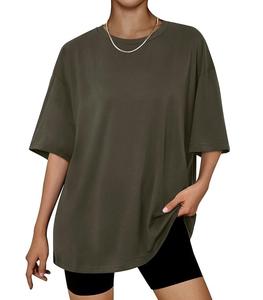 Nueva Llegada: Camiseta de Mujer 100% Algodón Sólido, Manga Media, Hombro Caído, Oversize, Casual, Holgada y Transpirable - Bangladesh - Product Image 1