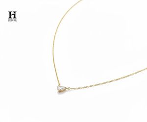 Collier pendentif minimaliste en diamant taille poire pour femme – Bijou délicat en forme de goutte d'eau avec chaîne en or - Product Image 3