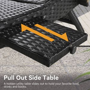 Set di 80 Sdraio da Esterno in Vimini, 2 Sedie Reclinabili in Rattan per Patio con Tavolino Laterale e Schienale Regolabile - Product Image 5