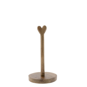 Handcrafted Acacia Wood Kitchen Roll <b>Holder</b> With Heart Shaped Stopper Decorative Paper Towel Stand For Dining Tabletop - Product Image 1
