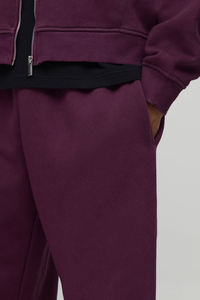 Pantalon de survêtement vintage droit mi-lourd en polaire pour homme, taille élastique, logo imprimé par transfert thermique sur la jambe droite, décontracté, pour l'automne - Product Image 6