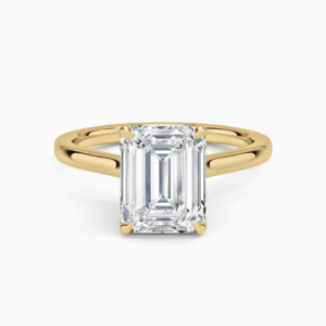 Anillo de Compromiso y Boda Minimalista con Diamante Cultivado en Laboratorio, Corte Esmeralda de 2 Quilates, Certificado IGI, Oro Amarillo de 14K para Mujer - Product Image 1