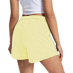 Shorts de yoga pour femmes, coupe ajustée, en molleton, taille haute, poches latérales, cordon de serrage, taille élastique, coupe décontractée, vêtements de sport - Product Image 4