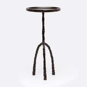Hammered Brass Accent Side <b>Table</b> with Sleek <b>Round</b> Top and Tapered Base Perfect for Modern Home Decor Furniture - Product Image 2