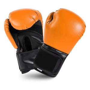 Gants de boxe professionnels orange en cuir PU durable, avec sangle de poignet réglable, respirants, légers, unisexes, pour le sparring - Product Image 1