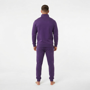 Ensemble de survêtement pour homme Hawk Eye Sports, couleur violette, col montant, demi-zip, pantalon de survêtement, respirant, coton lourd, coupe classique - Product Image 2