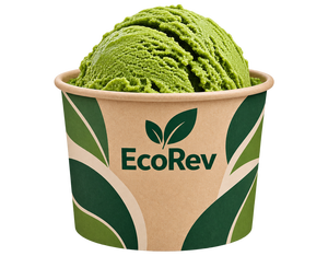 ถ้วยไอศกรีมกระดาษแบบผนังเดียว EcoRev ลายใบไม้ พิมพ์ดิจิทัล ย่อยสลายได้ เกรดสำหรับอาหาร บรรจุภัณฑ์จากวัสดุรีไซเคิล ผลิตตามสั่ง - Product Image 4