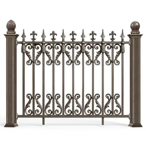 Valla Clásica de Hierro para Exteriores con Diseño Ornamental y Postes con Forma de Linterna para Uso Residencial - Product Image 1