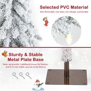 Albero di Natale Sottile a Forma di Matita di 1,8 Metri Pre-Illuminato con Decorazioni Innevate, Prodotto Decorativo Natalizio - Product Image 6