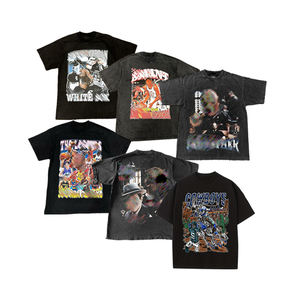 Camiseta Personalizada con Lavado Ácido para Hombre, Estilo Hip Hop, 100% Algodón, con Logotipo, Camisetas Lisas de Gran Gramaje, Estampado Vintage - Product Image 2