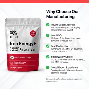 Cápsulas de Suplemento de Hierro con Vitamina C, B12 y Ácido Fólico, Apoyo Diario para el Bienestar, Fabricante de Marca Privada OEM - Product Image 2
