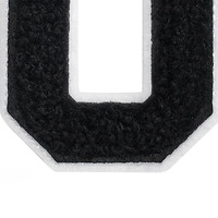 Patch thermocollant lettre O en chenille noire brodée avec fermeture auto-agrippante pour vêtements, chapeaux et sacs