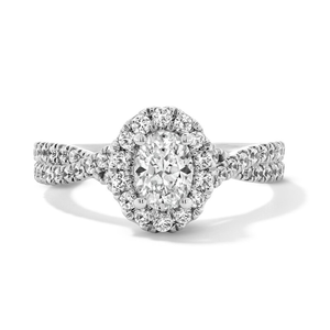 Anillo de compromiso SGARIT personalizado de oro de 14K con diamante de corte ovalado, diseño clásico de halo para mujer, diamantes cultivados en laboratorio con certificación IGI, color VVS D. - Product Image 1