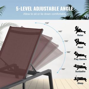 Chaise longue d'extérieur pliable en aluminium à 5 positions réglables, idéale pour la piscine et la plage, offrant un confort optimal. - Product Image 5