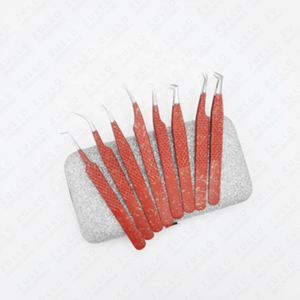 Luxury Red Gold Eyelash Tweezers Set Stainless Steel Diamond Grip Handmade Professional Lash Extension <b>Tools</b> - Product Image 2