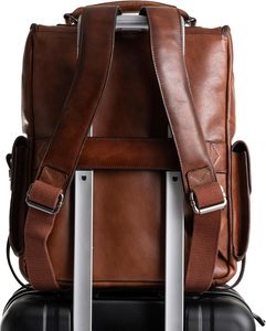<b>Men</b> Genuine Leather Backpack 14 Inch Laptop <b>Bag</b> Vintage Business Travel School Rucksack <b>Work</b> Daypack - Product Image 4