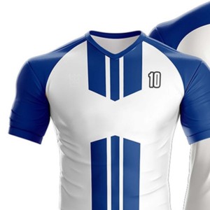 Shorts de football bleus pour hommes avec numéro 10 blanc imprimé par sublimation, taille élastique, coupe régulière, vêtements de sport toutes saisons - Product Image 3