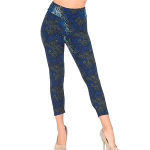 Custom LOGO <b>Heat</b>-Transfer Printed Yoga Capri Pants Women Compression Tummy Control for High Waist Spandex/Polyester - Product Image 3