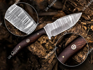 มีดเดามัสกัสสตีล ใบมีดคงที่ สำหรับตั้งแคมป์และล่าสัตว์ ด้ามไม้โรสวูด ใบมีดทรงดรอปพอยต์ ด้ามจับแบบฟูลแทง ความยาวรวม 203 มม. รองรับ OEM/ODM - Product Image 2