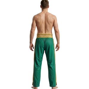 Emerald Green Gold Waist Boxing <b>Trousers</b> Smooth Satin Fightwear Durable Ring Performance Sports Boxing <b>Trousers</b> - Product Image 2