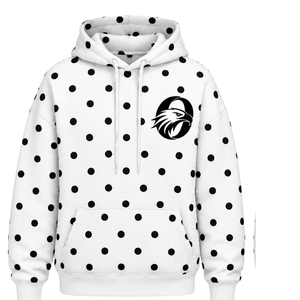 Custom White <b>Black</b> Polka Dot Women Pullover Hoodie Casual Fleece Hooded <b>Sweatshirt</b> with Drawstring Kangaroo Pocket Streetwear - Product Image 1