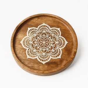 Superfine Quality Printed Wooden Serving <b>Tray</b> for <b>Snacks</b> Mango Wood Decorative Catering Platter Available for Sell At Best Price - Product Image 1