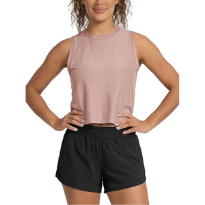 Oem Custom Logo High Quality Sleeveless Ladies Cotton Plain black Knit Ribbed Crop Tank <b>Top</b> for Women - Product Image 3