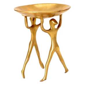 Support de bol figuratif doré éthéré avec finition métallique polie, design décoratif moderne pour les occasions festives - Product Image 1