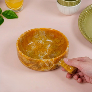 Tazón de Resina Hecho a Mano de Primera Calidad con Asa, Estilo Mármol Naranja, para Servir Sopa, Postre, Dulces y Decoración de Cocina - Product Image 2