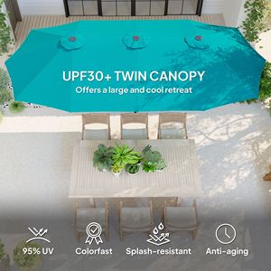 13 Ft. Navy Blue Garden <b>Umbrella</b> Extra <b>Large</b> 3m Radii Patio <b>Umbrella</b> with Easy Crank Handle and UPF30+ Vents Made of Polyester - Product Image 4