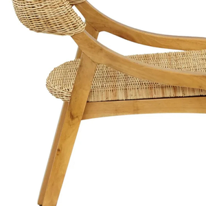 Coussin de fauteuil de style minimaliste, dossier tissé à la main, avec structure en bois de teck, pour ameublement de maison - Product Image 6