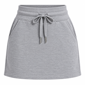 Jupe midi droite et évasée en molleton de coton écologique à taille haute - Product Image 1