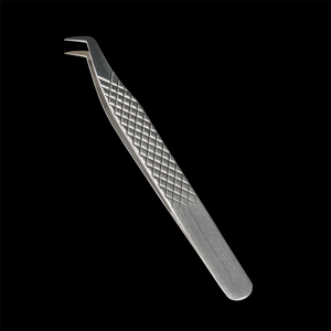 Pince à cils en acier inoxydable avec logo personnalisé gratuit, pointe diamantée pour volume, pince à cils à pointe en fibre à 90 degrés - Product Image 2