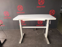 Bureau d'ordinateur Lumetal à hauteur réglable avec surface en verre et panneau de commande, blanc, poste de travail moderne pour bureau, structure en métal