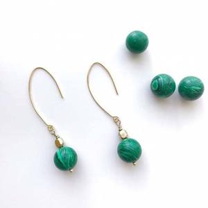 Pendientes Románticos de Malaquita para Niñas, con Baño de Oro y Plata de Ley, Regalo de Aniversario de Bodas - Product Image 4