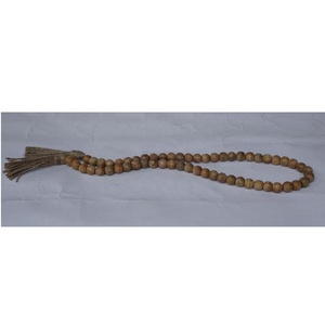 Guirlande de perles en bois avec gland ferme décorative guirlande de perles en bois décor perles de prière pour décor suspendu de pays rustique - Product Image 2