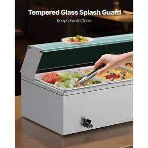 Commercial 1500W Electric Stainless Steel <b>Food</b> <b>Warmer</b> 4-Pan Countertop <b>Buffet</b> Bain Marie Soup Warming Holding Equipment - Product Image 4