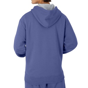 Men's Light Gray Hooded Fleece Sweatshirt Regular Fit Cotton Casual Autumn Wear Logo on Left Sleeve - Product Image 6