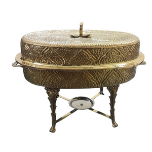 Plat à chafing ovale de luxe en laiton massif avec support suspendu, design fait main, pour buffet d'hôtel et service de repas, idéal pour les fêtes - Product Image 3